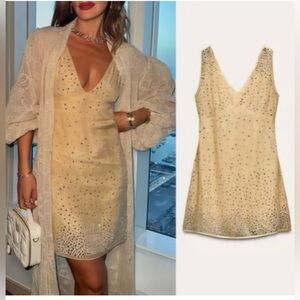 ZARA SS24 ZW COLLECTION SHORT DRESS WITH RHINESTONES 5107/069 size xs